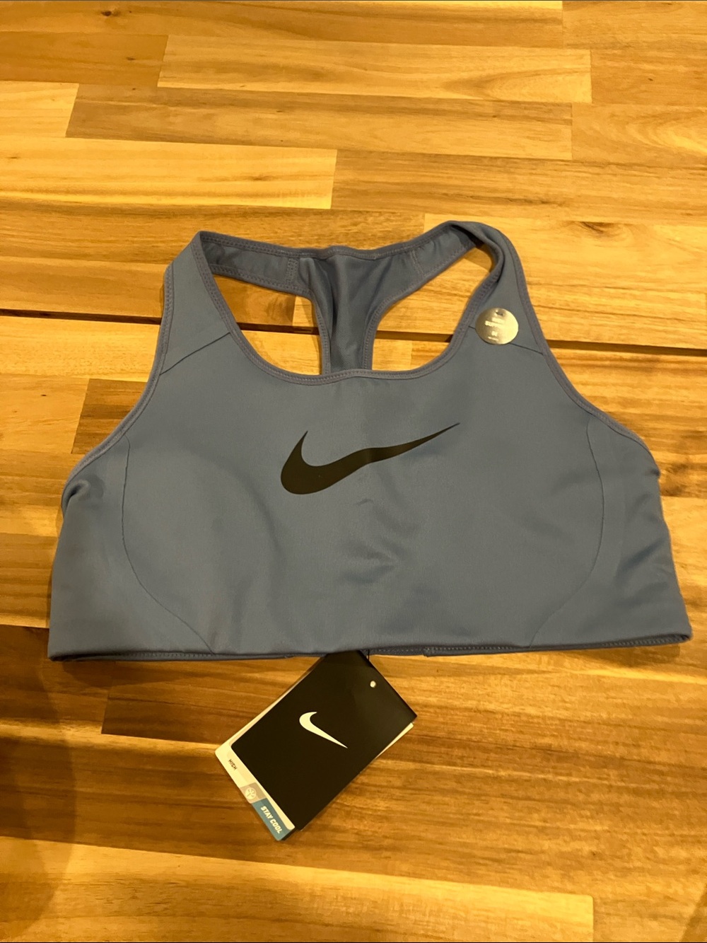 Nike Blue Racerback Sports Bra with Black Swoosh